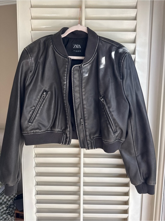 Zara Jackets & Blazers - ZARA Black Faux Leather Bomber Jacket